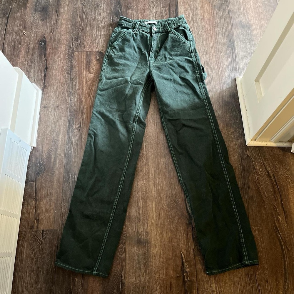 Dark Green Casual Pants